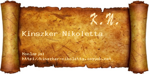 Kinszker Nikoletta névjegykártya
